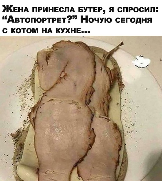 ЖЕНА ПРИНЕСПА БУТЕР я спросил Автопортрет Ночую сегодня с котом НА кухне