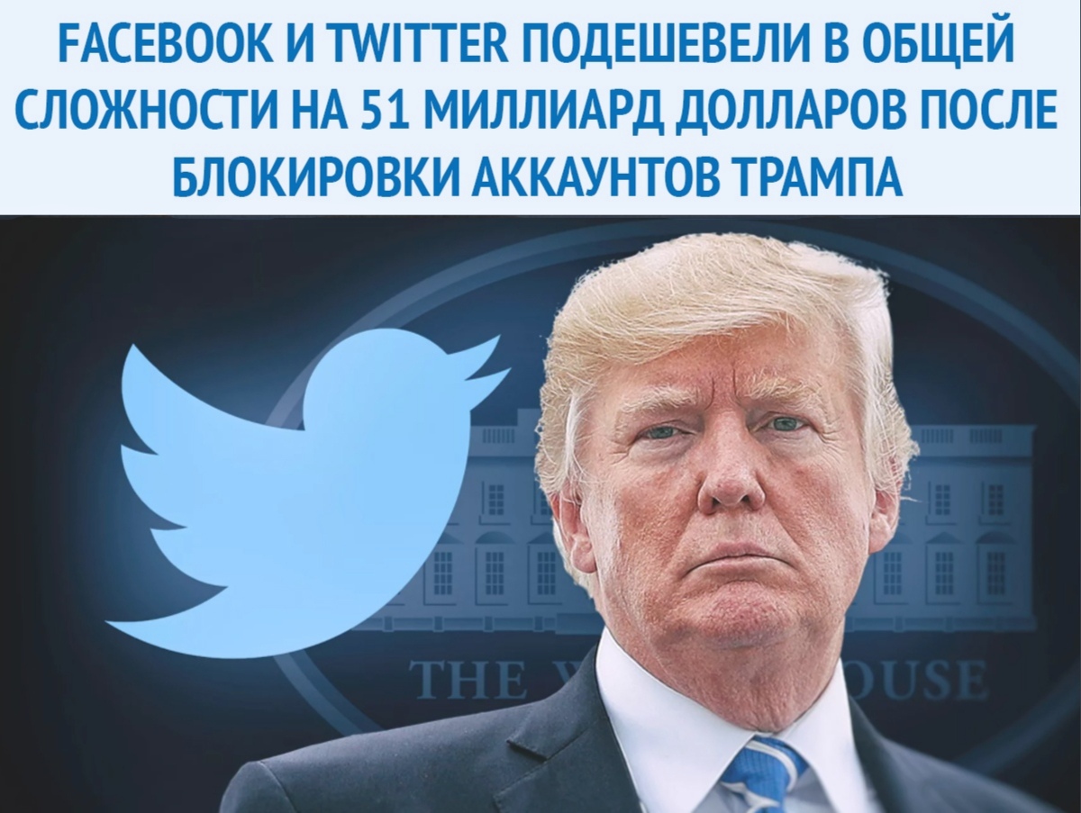 РАСЕВООК И ТТТЕК ПОДЕШЕВЕЛИ В ОБЩЕЙ СЛОЖНОСТИ НА 51 МИЛЛИАРД ДОЛЛАРОВ ПОСЛЕ БЛОКИРОВКИ АККАУНТОВ ТРАМ ПА