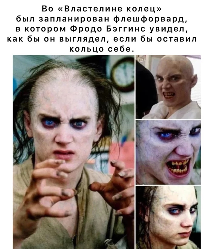 Во Властелине колец был запланирован флешфорвард в котором Фродо Бэггинс увидел как бы он выглядел если бы оставил кольцо себе
