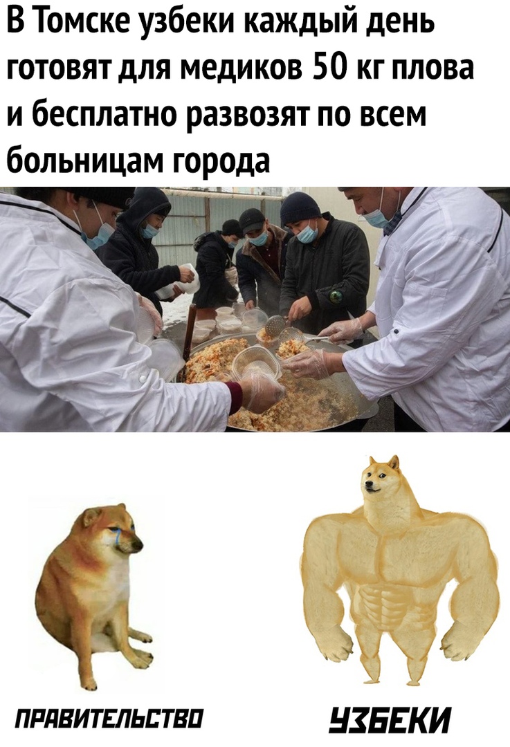 В Томске узбеки каждый день готовят для медиков 50 кг плова и бесплатно развозят по всем больницам города Ж__ Да ппдвитвльптвп НЗБЕКИ