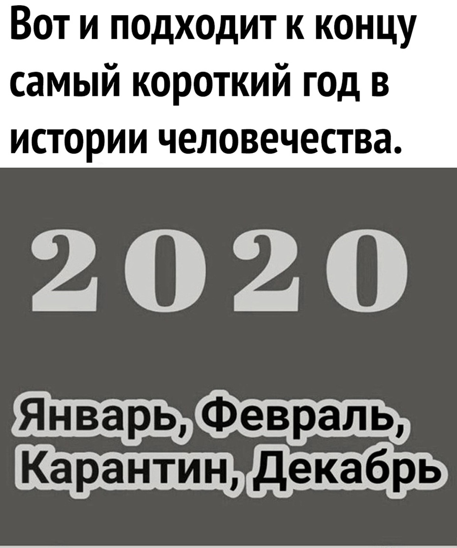 Вот и подходит к концу самый короткий год в ИСТОРИИ ЧЕЛОВЕЧЕСТВЗ 2020 _