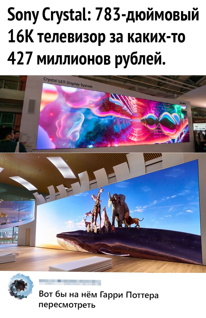 опу Сгузтаі 783 дюймовый 16К телевизор за каких то 427 миллионов рублей Вот бы на нём Гарри Поттера пересмотреть