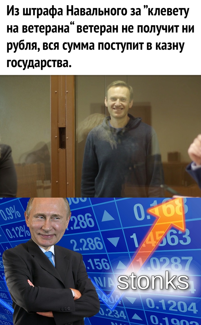 Из штрафа Навального за клевету на ветерана ветеран не получит ни рубля вся сумма поступит в казну государства