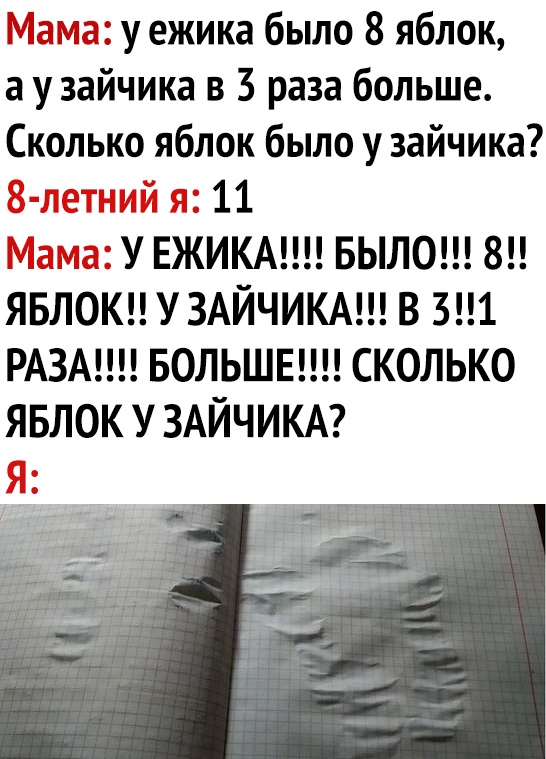 Или у ежика было 8 яблок а у зайчика в 3 раза больше Сколько яблок было у зайчика т и 11 _ч_са__ У ЕЖИКА БЫЛО 8 ЯБЛОК УЗАЙЧИКА В 31 РАЗА БОЛЬШЕ СКОЛЬКО ЯБЛОК УЗАЙЧИКА