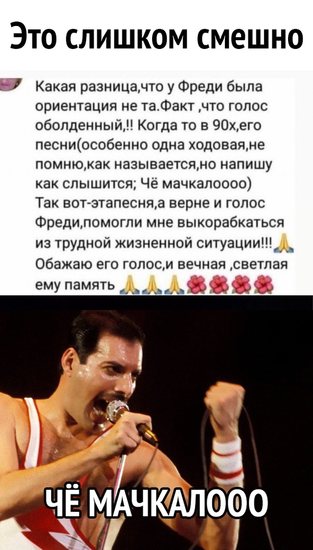 Это слишком смешно Какая разницачто у Фреди быпа ориентация не таФакт что голос оболденный Когда то в 90хего песниособенно одна ходоваяме помнюкак называетсямо напишу как слышится Чё мачкалоооо Так вот этапесняа зерна и голос Фредиломогли мне выкорабкаться из трудной жизненной ситуации _ Обажаю его голоси вечная светлая ему ПЭМЯТЬ