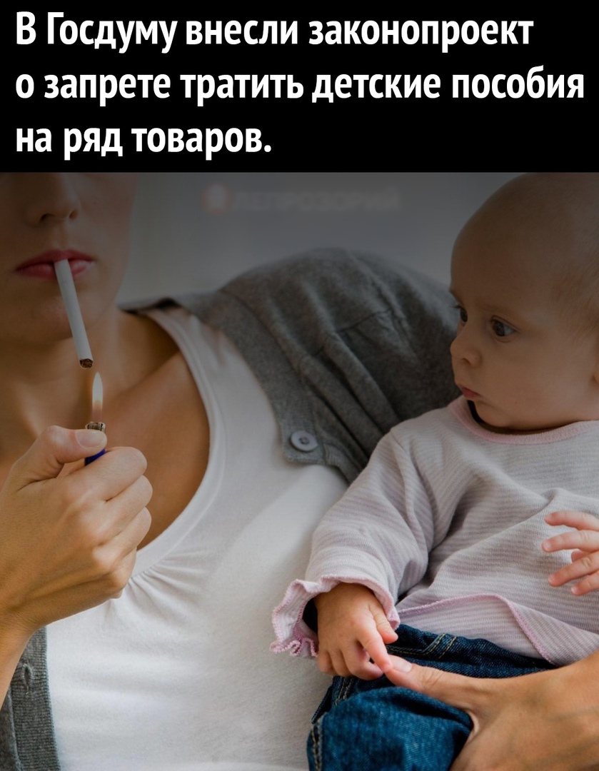 В Госдуму внесли законопроект о запрете тратить детские пособия на ряд товаров