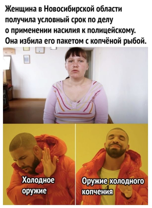 Женщина в Новосибирской области получила условный срок по делу о применении насилия к полицейскому Она избила его пакетом копчёной рыбой