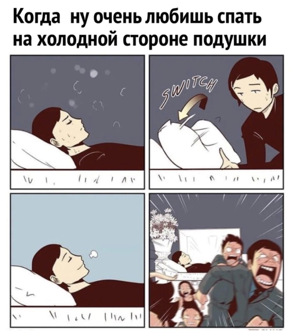 Когда ну очень любишь спать на холодной стороне подушки