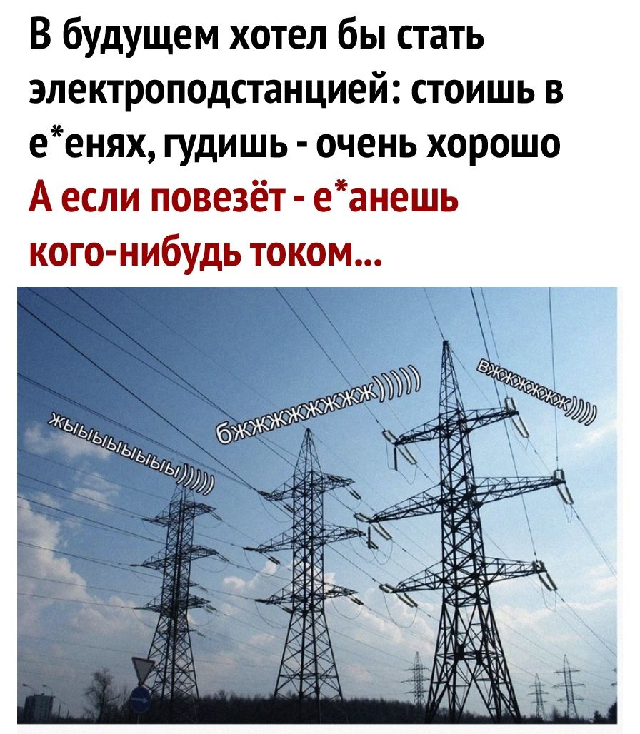 В будущем хотел бы стать электроподстанцией стоишь в еенях гудишь очень хорошо А если повезёт еанешь кого нибудь током