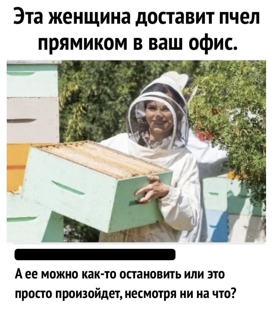 Эта женщина доставит пчел прямиком в ваш офис А ее можно как то остановить или это просто произойдет несмотря ни на что