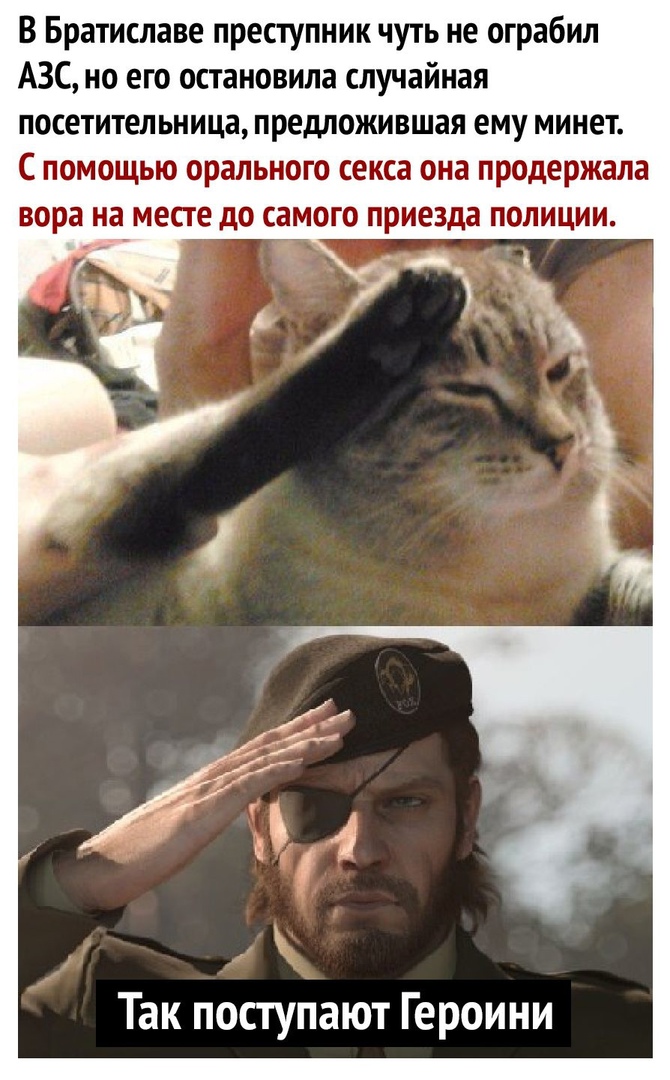 В Братиславе преступник чуть не ограбил АЗС но его остановила случайная посетительница предложившая ему минет С помощью орального секса она продержала вора на месте до самого приезда полиции Так поступают Героини