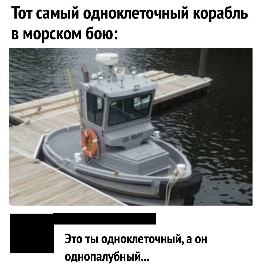 Тот самый одноклеточный корабль в морском бою Это ты одноклеточный а он однопалубный