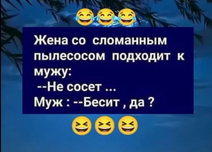 Жена со сломанным пылесосом подходит к мужу Не сосет Муж Бесит да оее