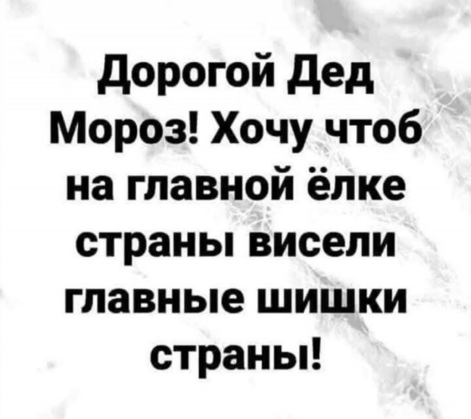 Дорогой Дед Мороз Хочу чтоб на главной ёлке страны висели главные шишки страны