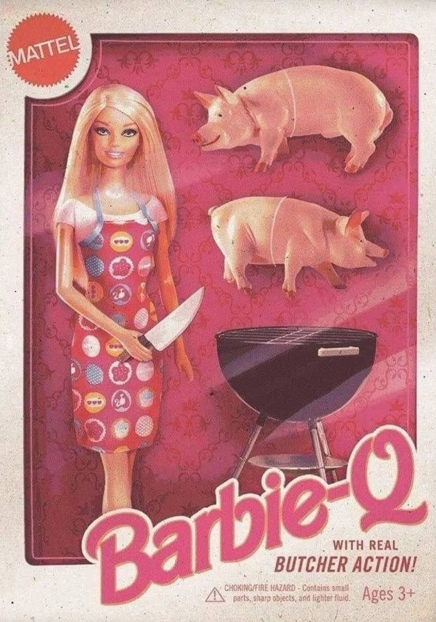 BARBIE-Q
WITH REAL BUTCHER ACTION!
Ages 3+