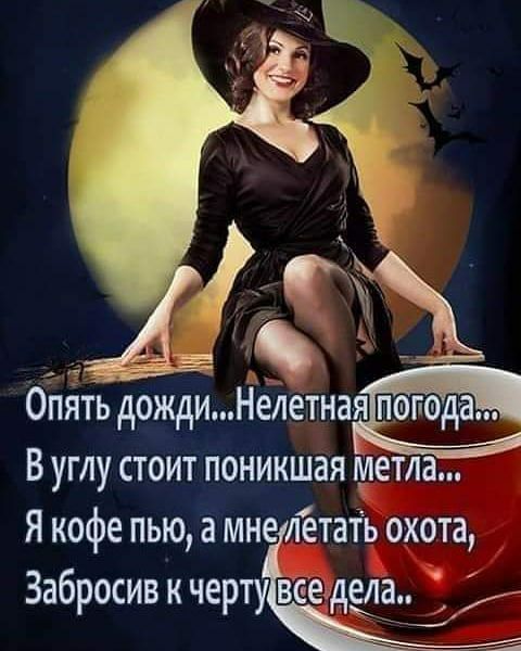бпЁтЪ дождиНёіетн В углу стоит поникшая метла Я кофе пью а мне летатЪ охота