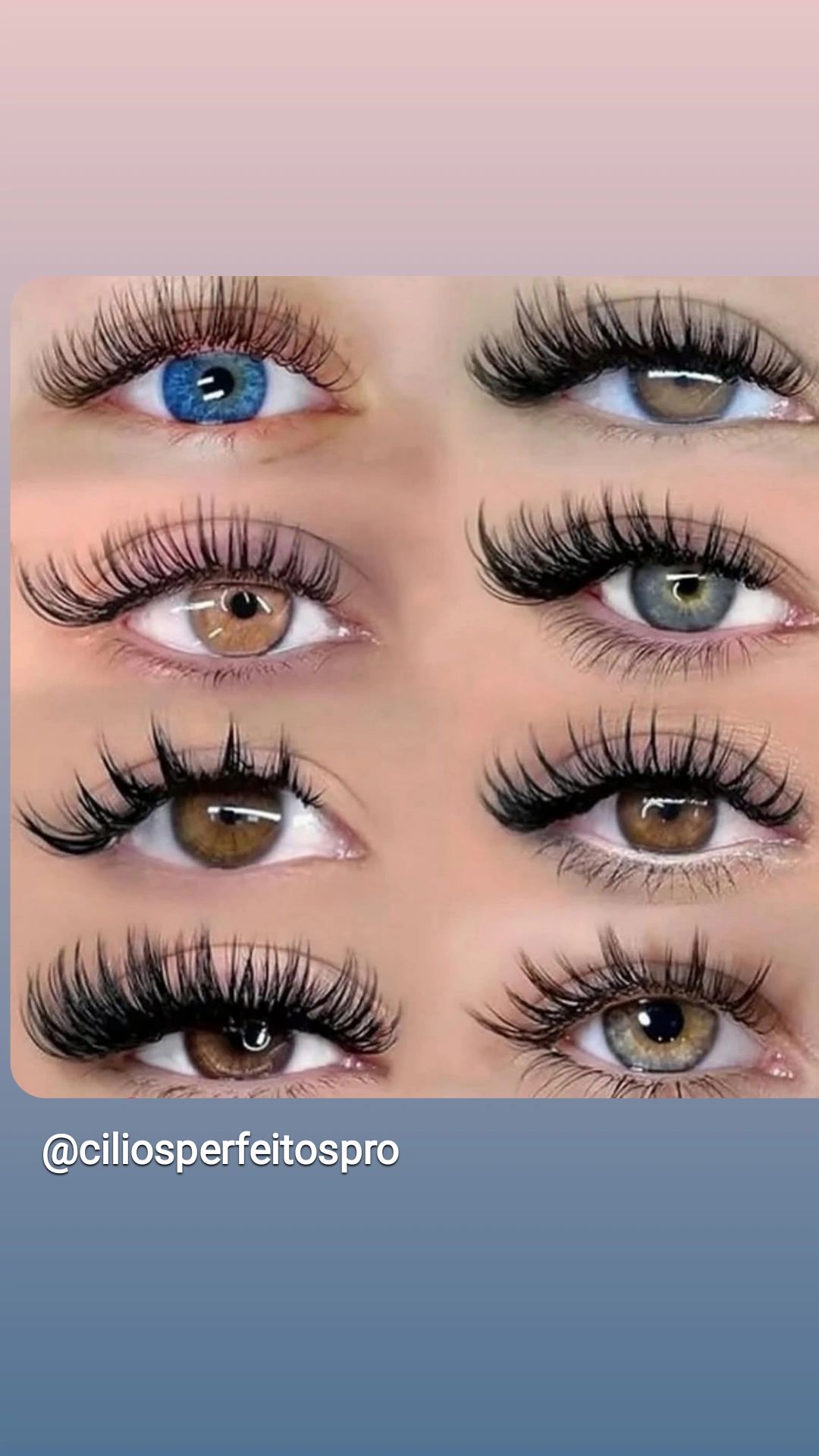 Коллаж из глаз с длинными искусственными ресницами