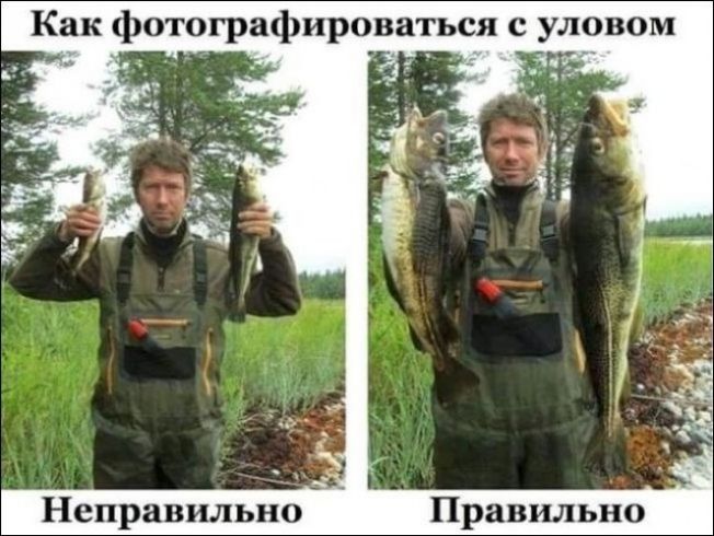 Как фотогр ироваться с уловом Неправильно Правильно