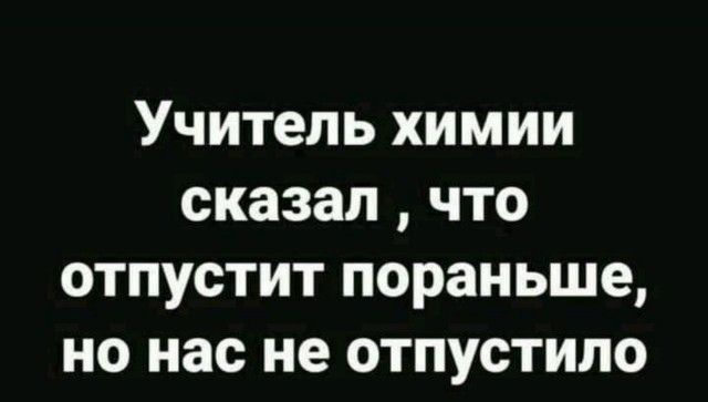 Учитель химии сказал что отпустит пораньше но нас не отпустило