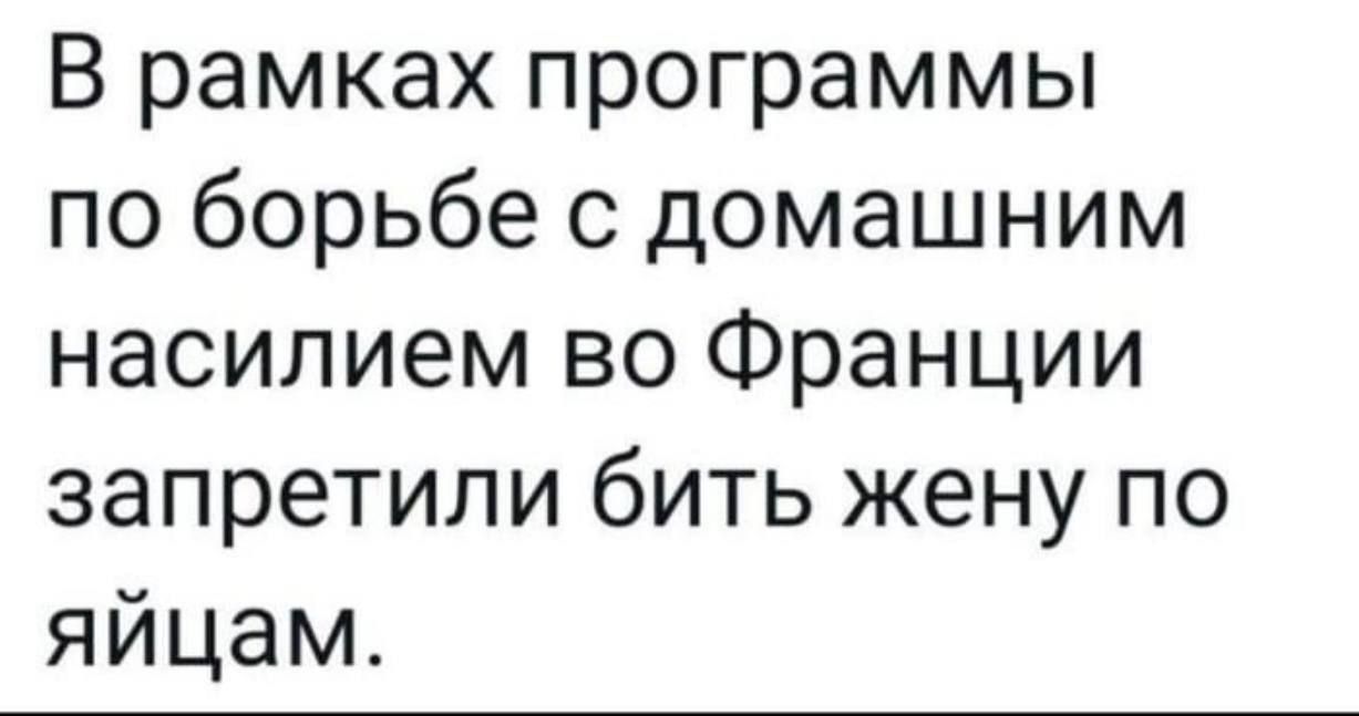 В рамках программы по борьбе с домашним насилием во Франции запретили бить жену по яйцам