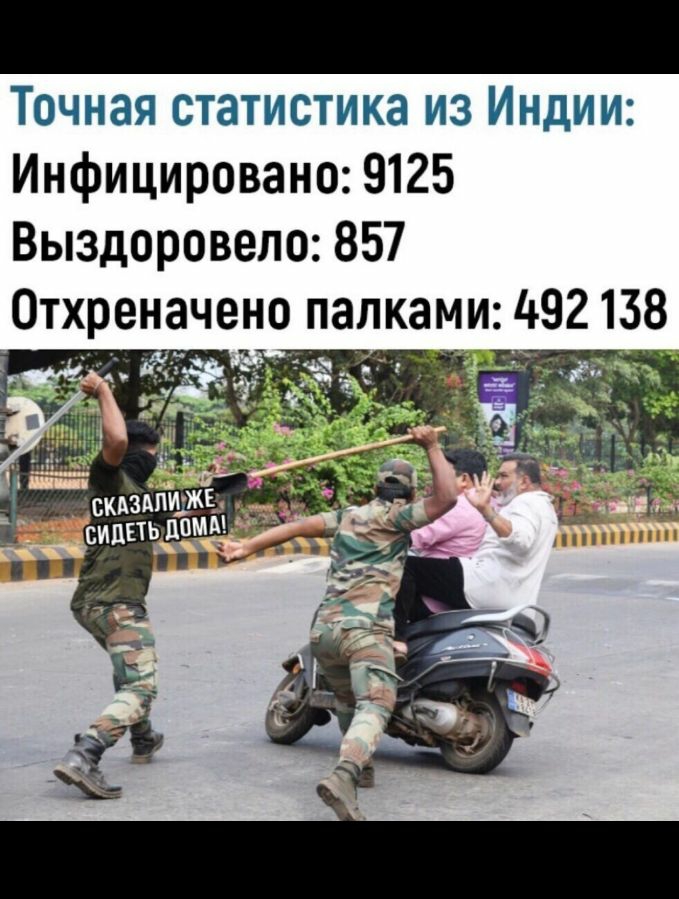 Точная статистика из Индии Инфицировано 9125 Выздоровело 857 Отхре