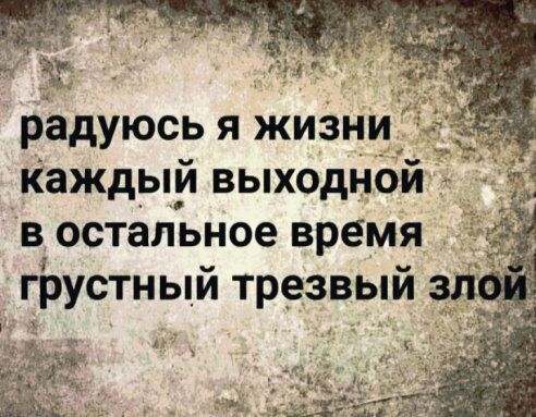 _ радуюсь я жизни каждый выходной в_ остальное время грустный трезвый А