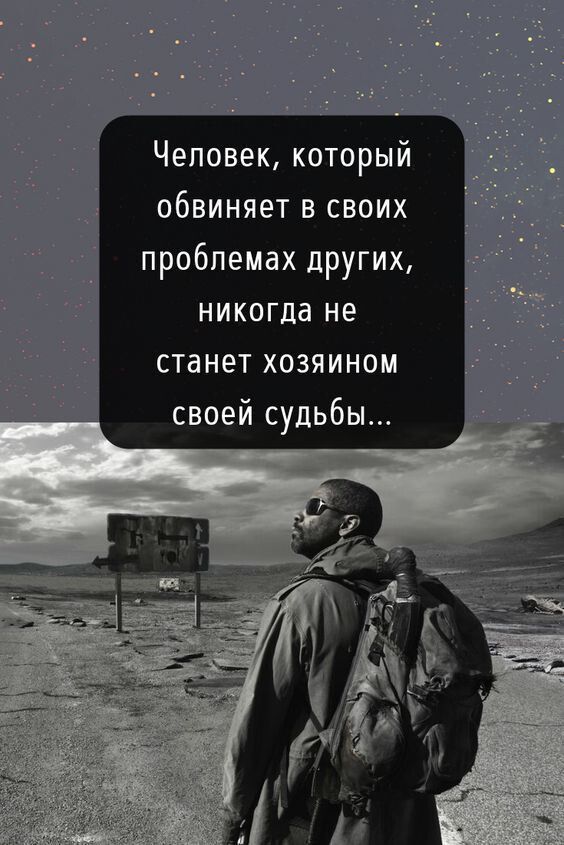 Человек который обвиняет в своих проблемах других никогда не станет хозяином своей судьбы