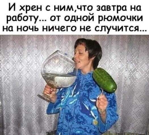 И хрен с нимчто завтра на работу от однои рюмочки на ночь ничего не случится
