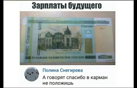 Запппаты будущего Полина Снегирева А говорят спасибо в карман не положишь