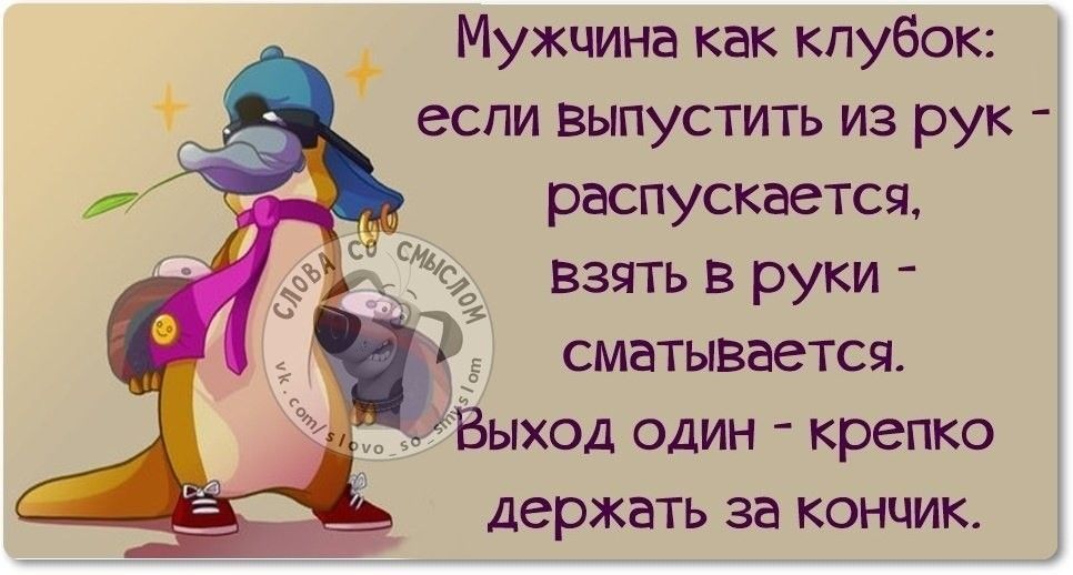 Мужчина как клубок если выпустить из рук распускается взять в руки сматывается Быход один крепко держать за кончик
