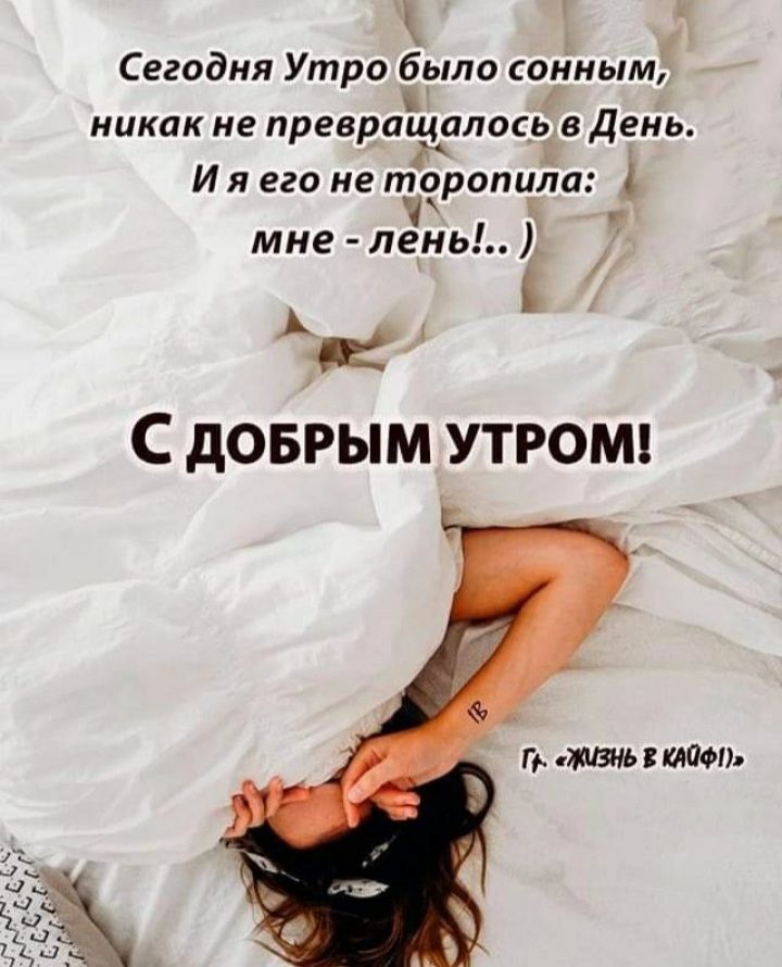 Сегодня Утро еыло соіиым никак не превращалось День И я его не тигрицаЗа мне леньё А С дОБРЫМ УТРОМ г шт