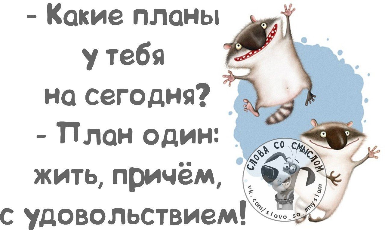 Какие планы у тебя на сегодня План один С УДОВОЛЬСТВИЗМ