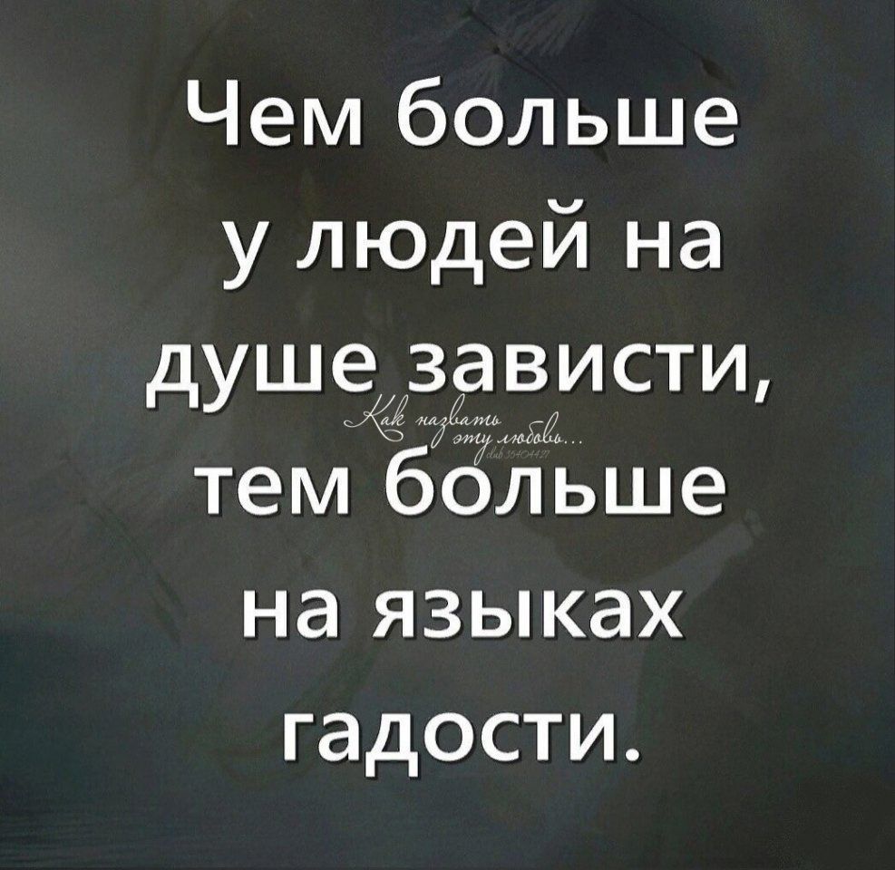 Чем больше у людей на душе зависти тем 6 ьше на языках гадости