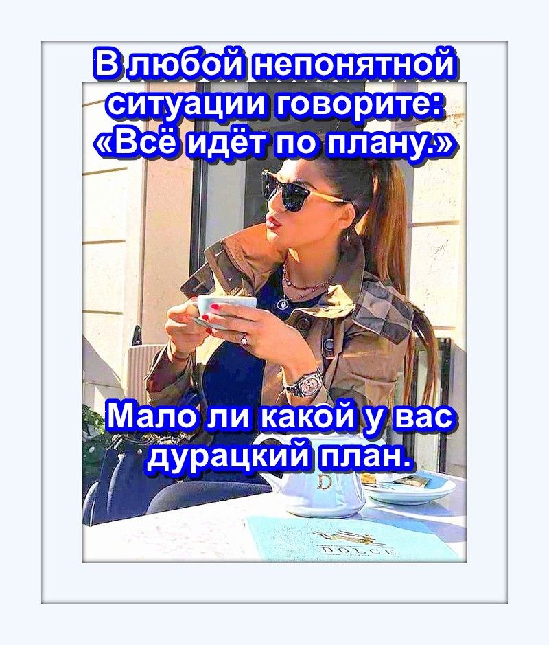 В пюбрй непонятной ситуации говорите Всё Идёт по плаНу