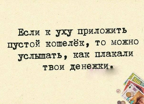 Если к уху приложить пустой кошелёк то можно услшать как плакали ТВОИ денежки