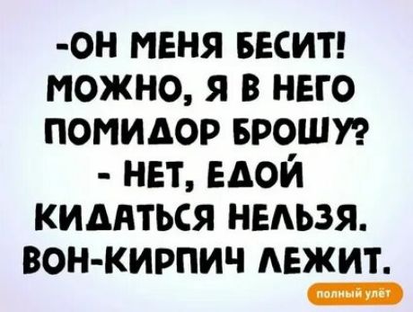 он меня весит можно я в него помидор БРОШУ нет едой киддться НЕАЬЗЯ БОН КИРПИЧ АЕЖИТ