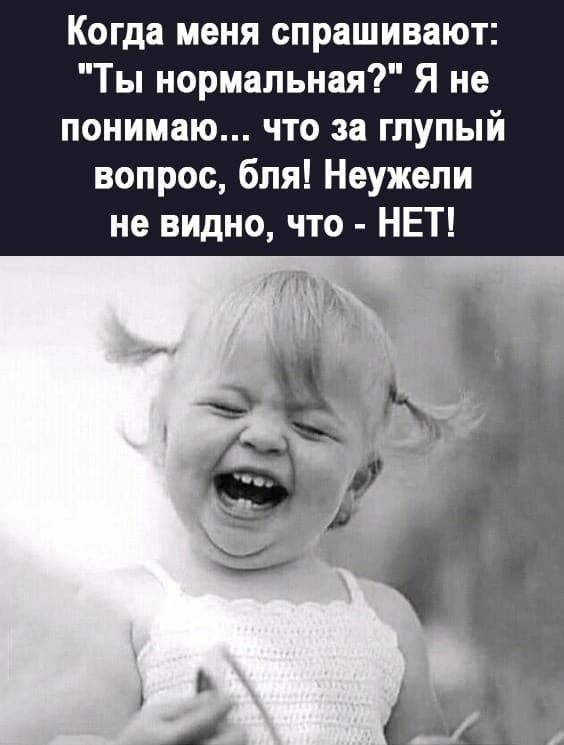 Когда меня спрашивают Ты нормальная Я не понимаю что за глупый вопрос бля Неужели не видно что НЕТ