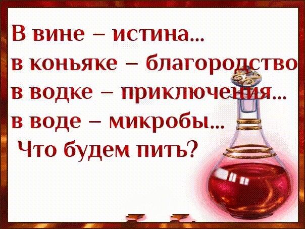 В вине истина в коньяке благородство в водке приключ в воде микробы Что будем пить _