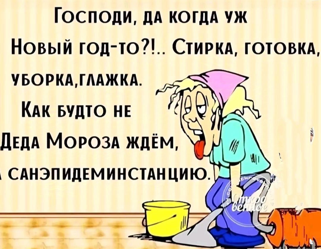 ГОСПОДИ ДА КОГДА УЖ Новый год тО СтиРкА ГОТОВКА УБОРКАГЛАЖКА КАК БУДТО НЕ ДЕДА МОРОЗА ЖДЁМ