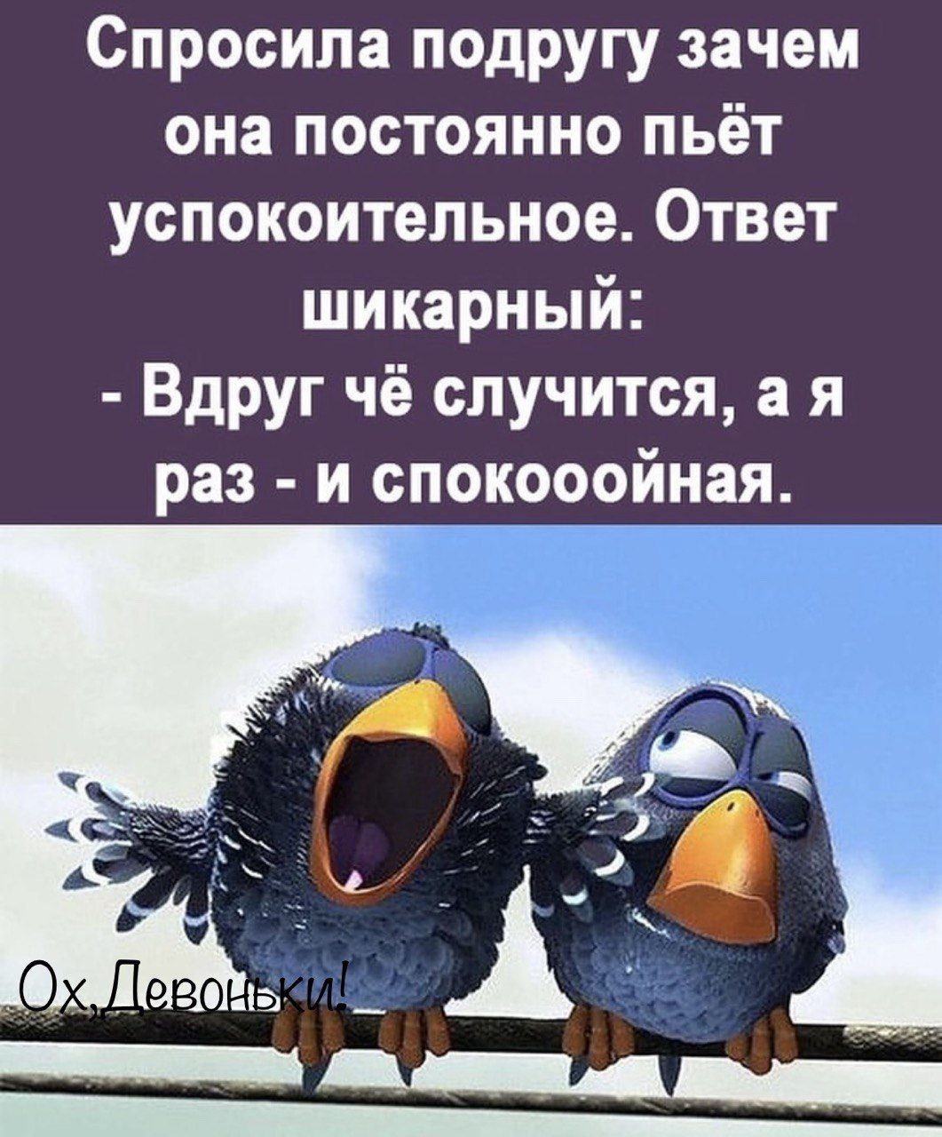 Спросила подругу зачем она постоянно пьёт успокоительное. Ответ шикарный: - Вдруг чё случится, а я раз - и спокоооойная.
Ох, Левоньки!