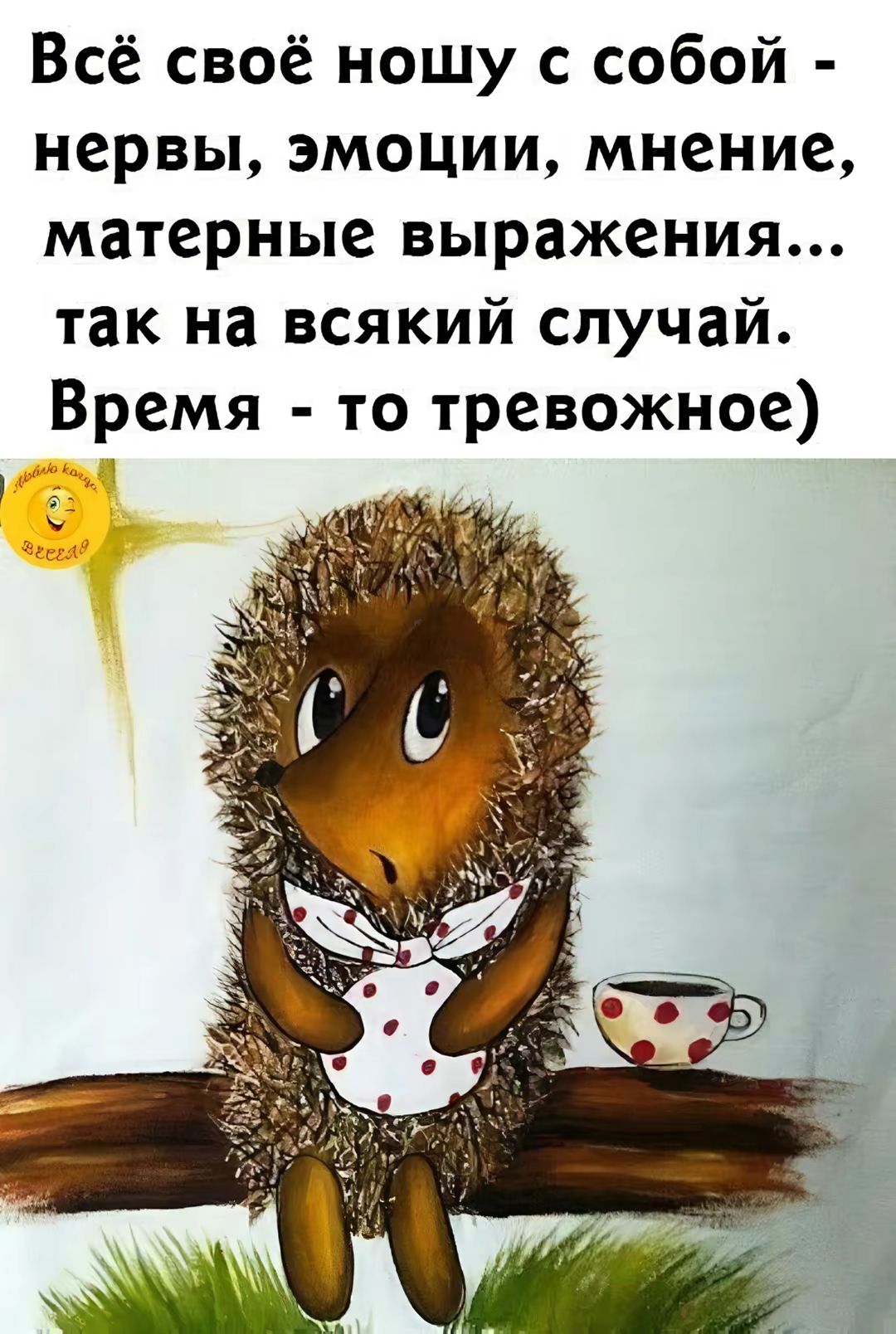 Всё своё ношу с собой - нервы, эмоции, мнение, материальные выражения... так на всякий случай. Время - то тревожное)