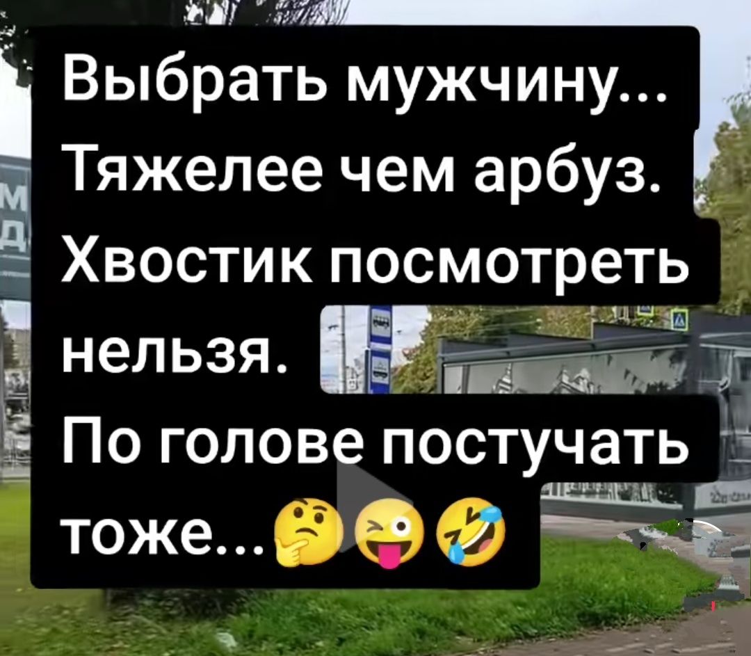 Выбрать мужчину... Тяжелее чем арбуз. Хвостик посмотреть нельзя. По голове поступать тоже...