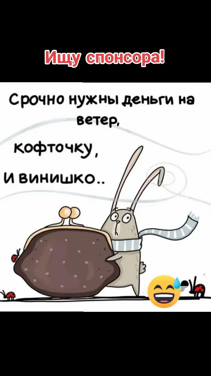 Ищу спонсора! Срочно нужны деньги на ветер, кофточку, и винишко..