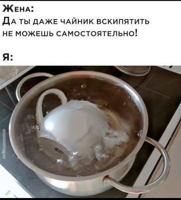 ЖЕНА ДА ты дАЖЕ ЧАЙНИК вскипятить не можешь САМОСТОЯТЕЛЬНО