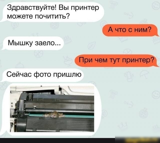 Здравствуйте Вы принтер можете почитить А что с ним Мышку заело При чем тут принтер Сейчас фото пришлю