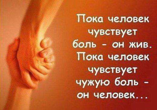 чувствует Ёішіъ он жив Пока человек чувствует чужую боль он человек