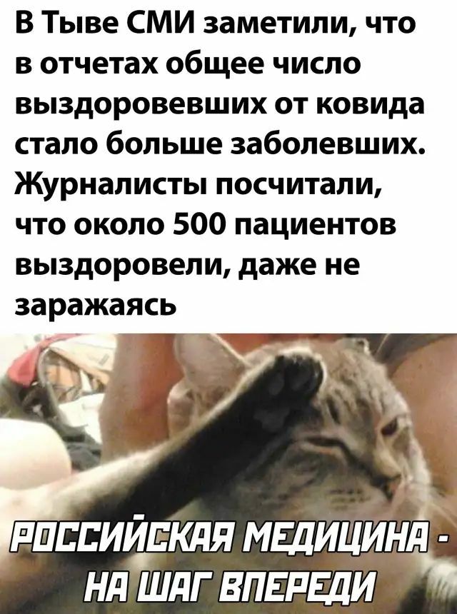 В Тыве СМИ заметили что в отчетах общее число выздоровевших от ковида стало больше заболевших Журналисты посчитали что около 500 пациентов выздоровели даже не заражаясь нд шдг ВПЕРЕЦИ