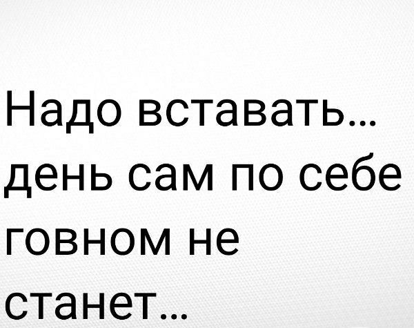 Надо вставать день сам по себе говном не станет