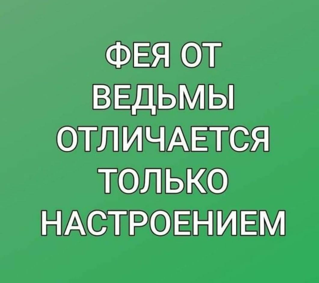 ФЕЯ ОТ ВЕДЬМЫ ОТЛИЧАЕТСЯ ТОЛЬКО НАСТРОЕНИЕМ