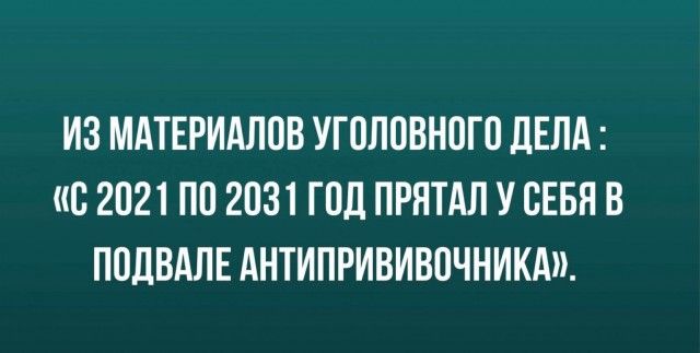 ИЗ МАТЕРИАЛОВ УГОЛОВНОГО дЕЛА О 2021 ПО 2031 ГОД ПРЯТАЛ У ОЕБЯ В ПОДВАЛЕ АНТИПРИВИВОЧНИКА